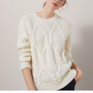 Massimo Dutti Cable Knit Mohair Wool Cream Sweater Size XS